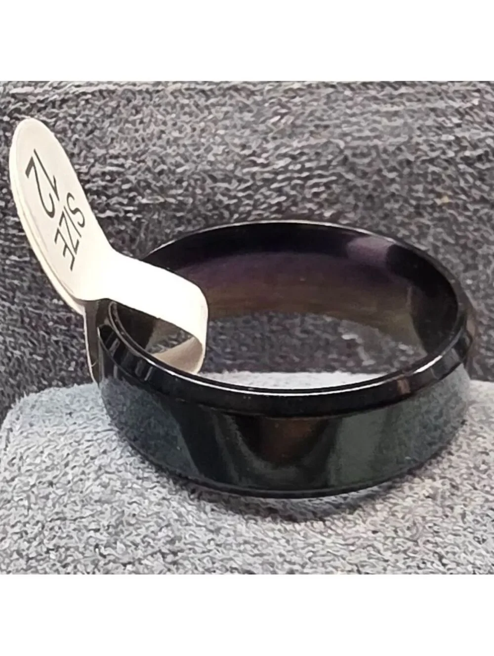 New Black Band Ring Mens Size 12.5 Polished Beveled Edge Wedding Engagement